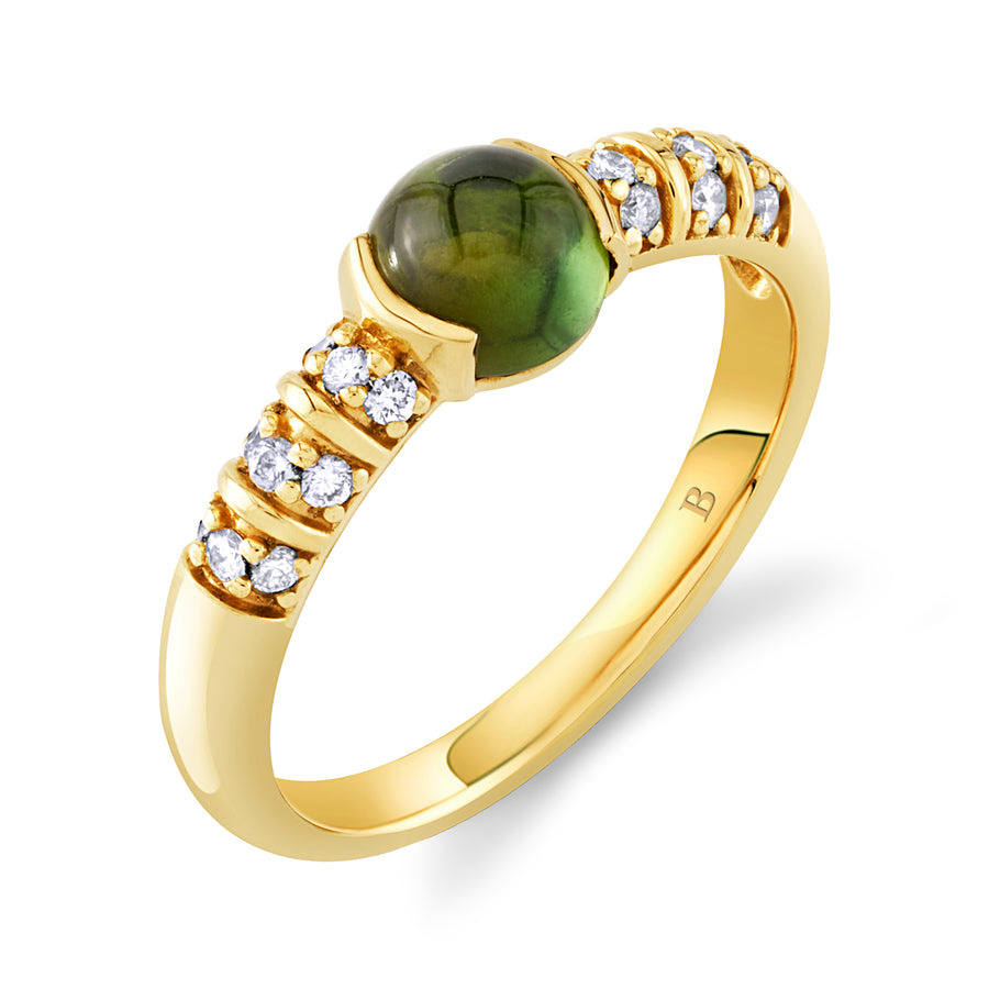 Blongy Mama Ring in Yellow Gold and Green Tourmaline