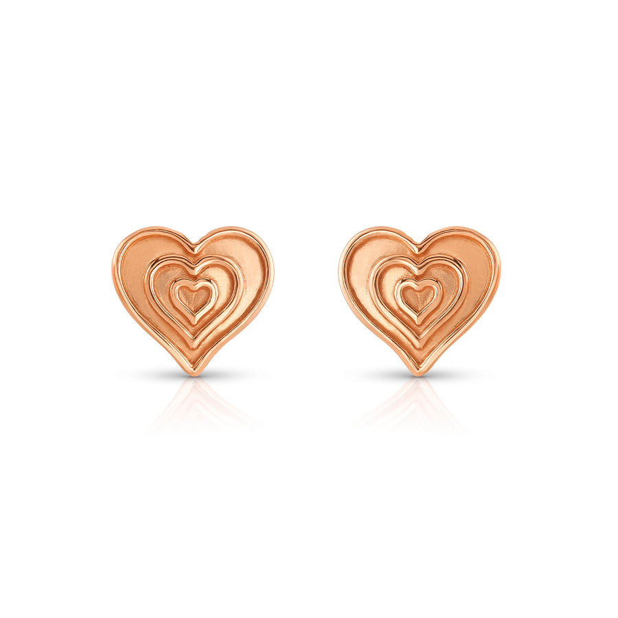 sarah's heart stud earrings in rose gold