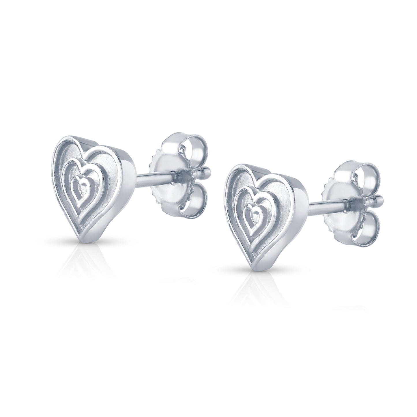 sarah's heart stud earrings in white gold