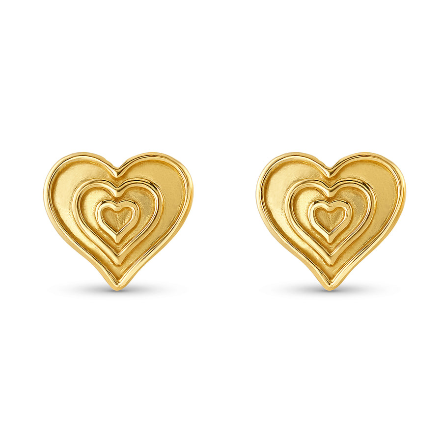 sarah's heart stud earrings in yellow gold