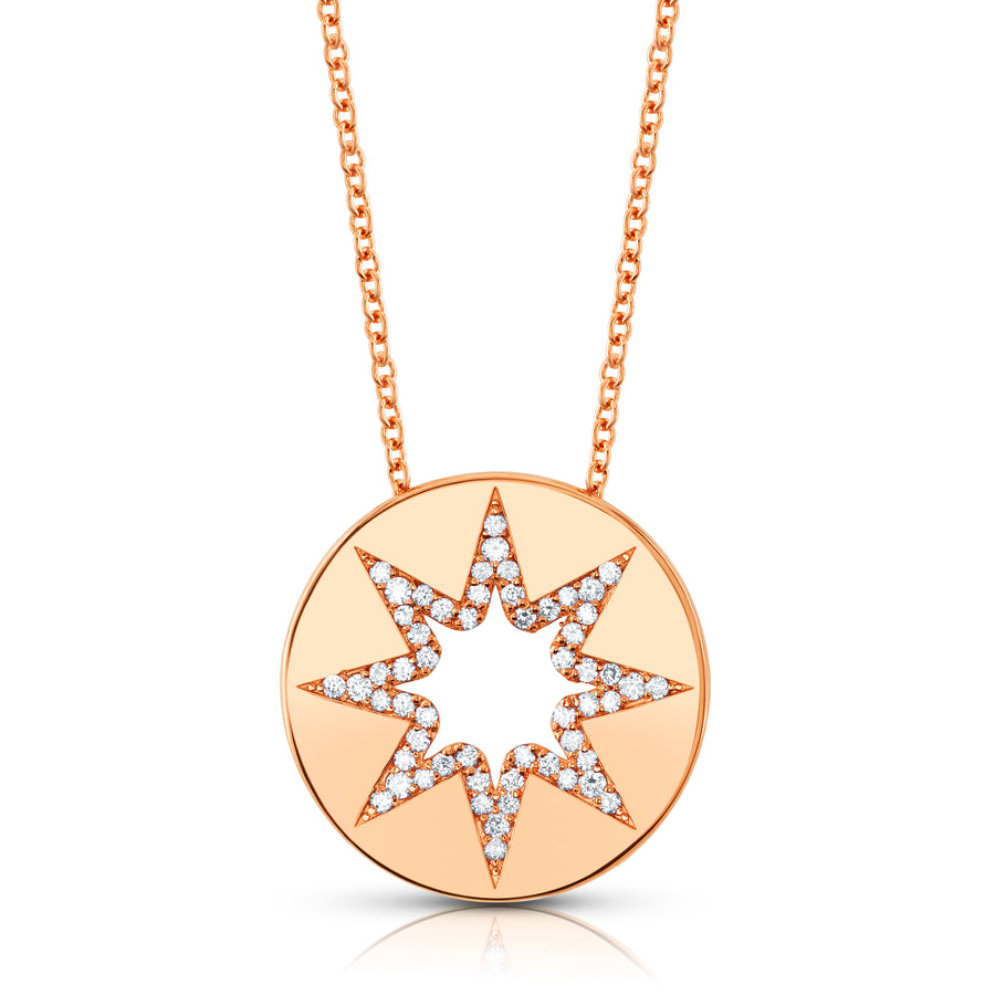 starry pendant in rose gold and diamonds
