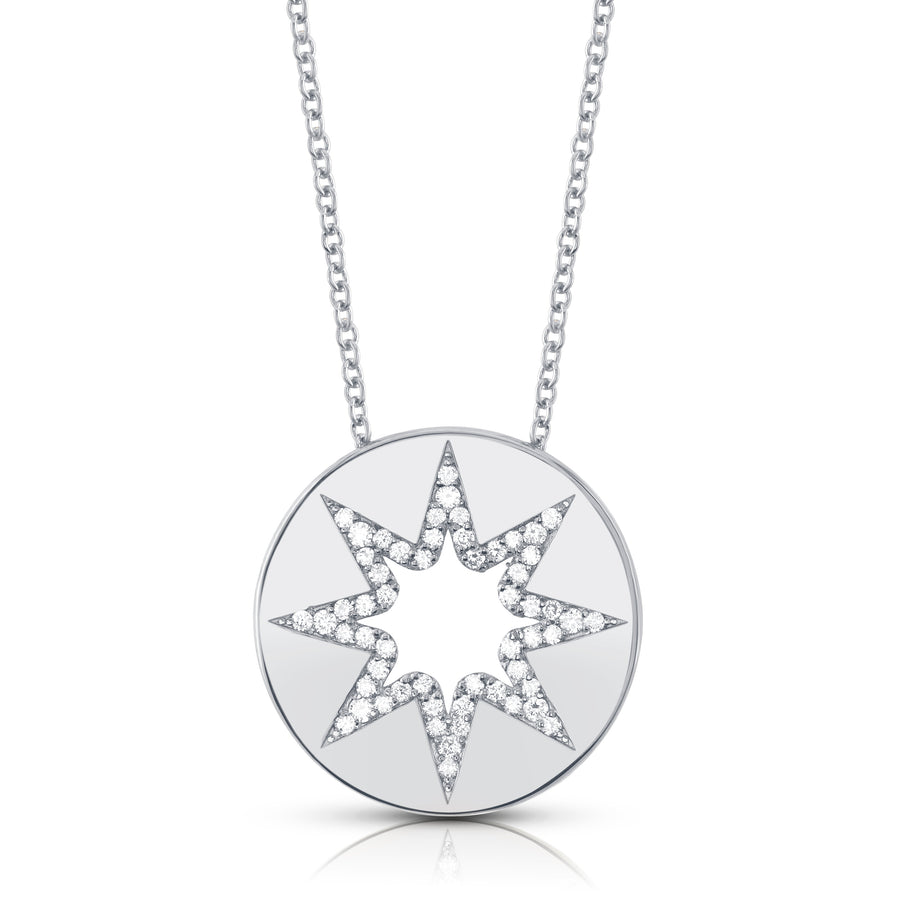 starry pendant in white gold and diamonds