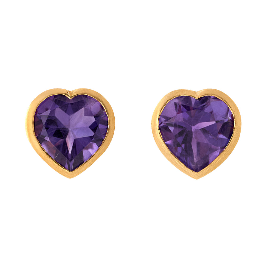 Passion Earrings in Yellow Gold and Amethyst
