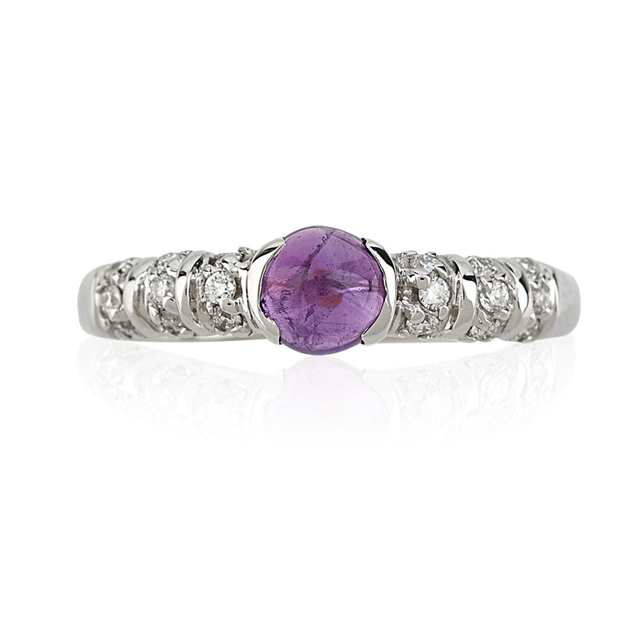 Blongy Baby Ring in White Gold and Amethyst