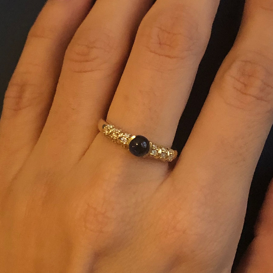 Blongy Baby Ring in Yellow Gold and Blue Sapphire