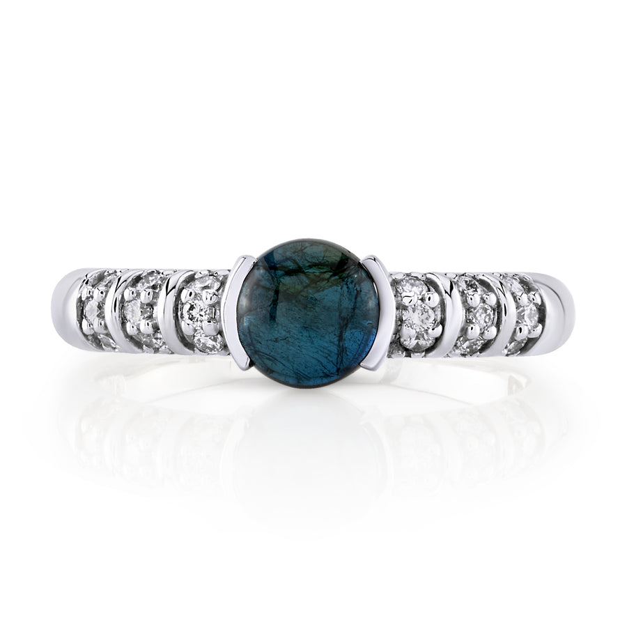 Blongy Mama Ring in White Gold and Indicolite Tourmaline