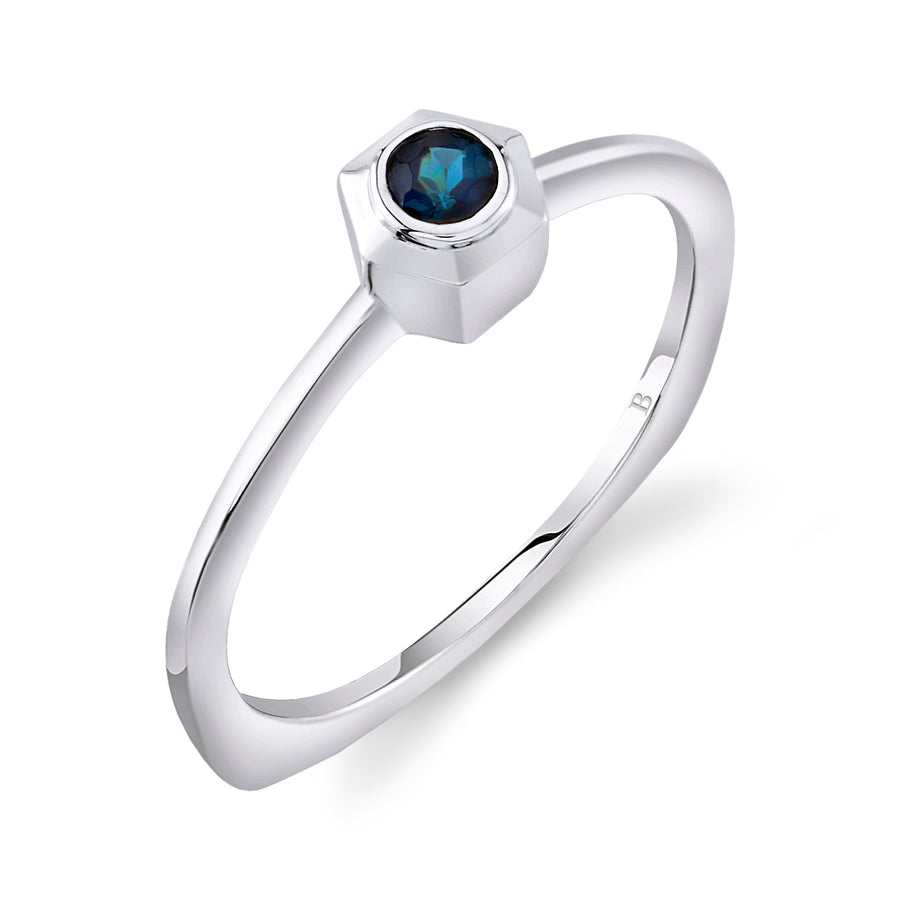 Hexy Baby Ring in White Gold and Indicolite Tourmaline