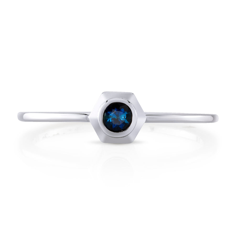 Hexy Baby Ring in White Gold and Indicolite Tourmaline
