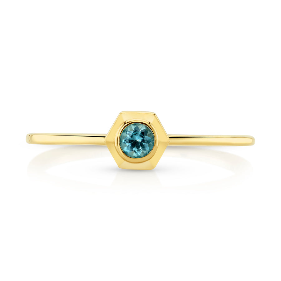 Hexy Baby Ring in Yellow Gold and Green Tourmaline