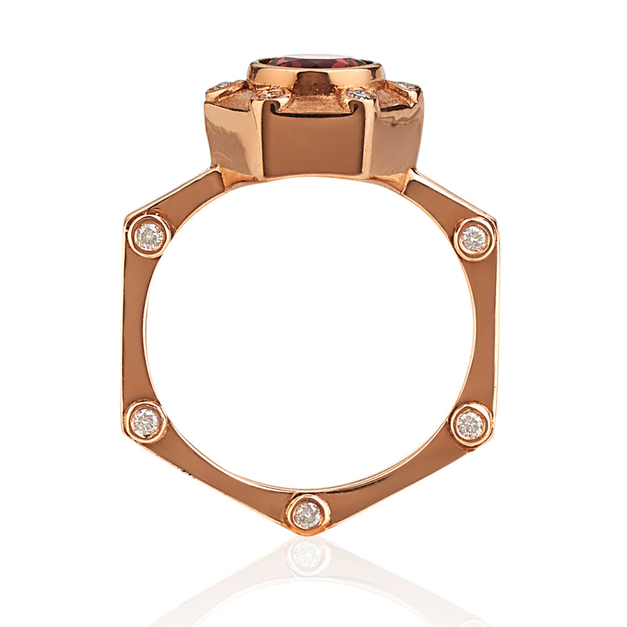 Hexy Ring in Rose Gold and Pink Tourmaline