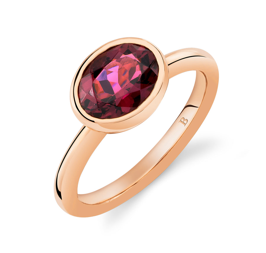 Khushi Oval Ring in Rose Gold and Rubellite Tourmaline