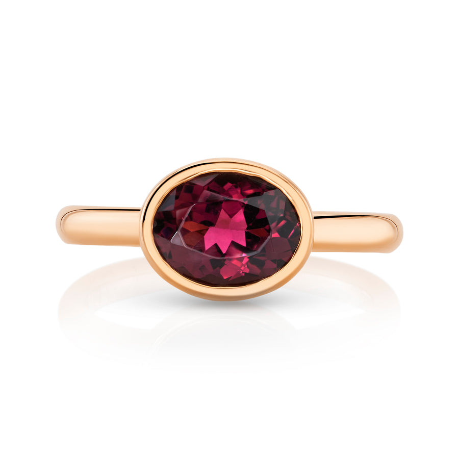Khushi Oval Ring in Rose Gold and Rubellite Tourmaline