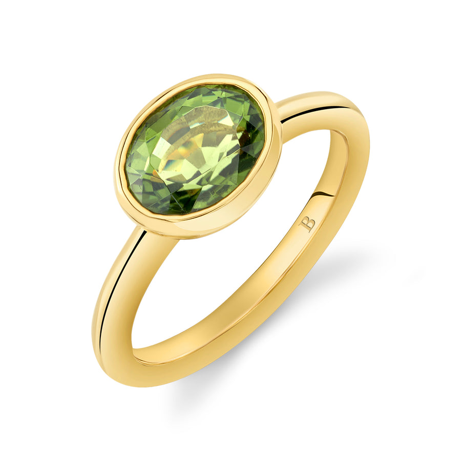 Khushi Oval Ring in Yellow Gold and Green Tourmaline