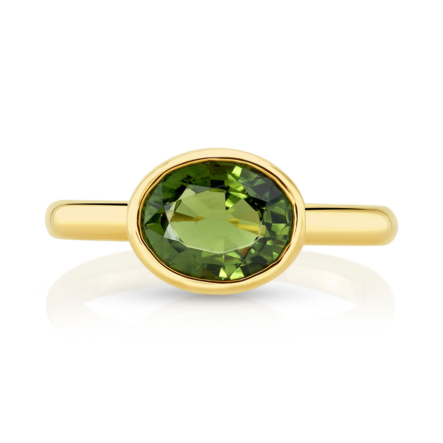 Khushi Oval Ring in Yellow Gold and Green Tourmaline