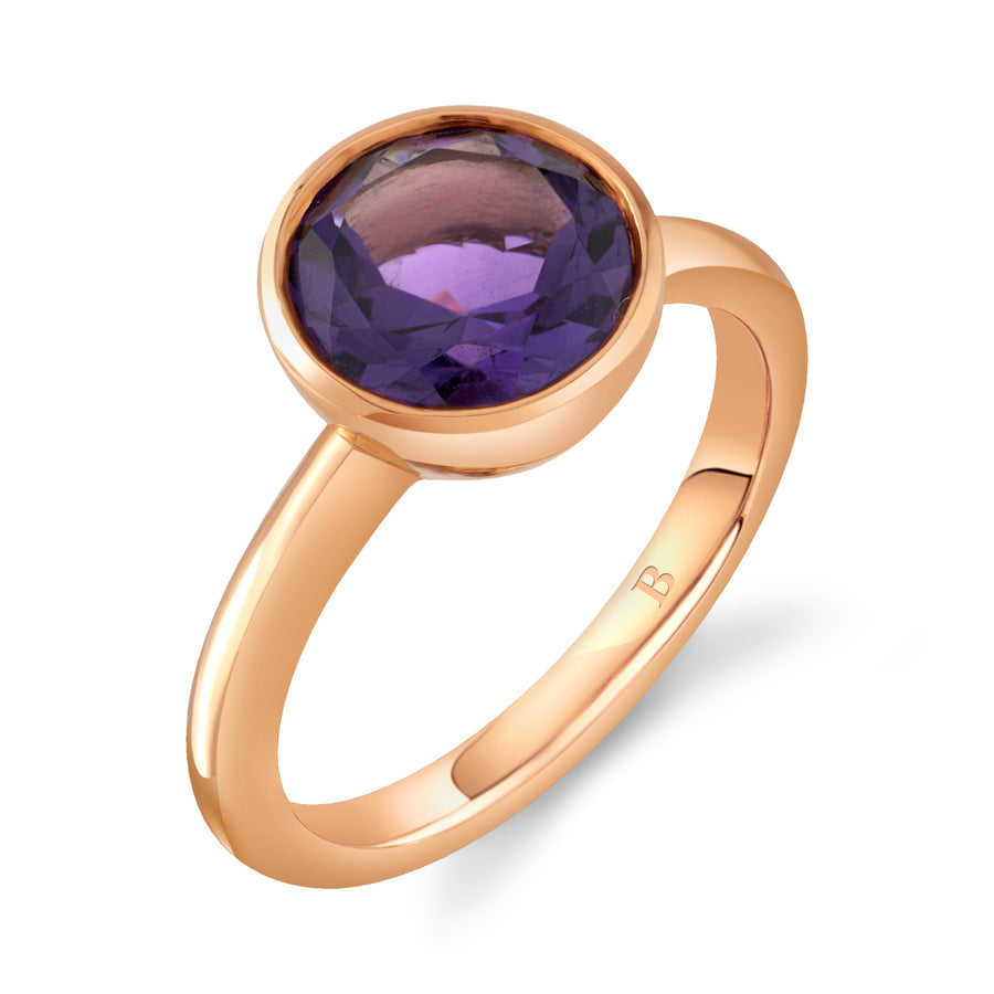 Khushi Round Ring in Yellow Gold and Amethyst