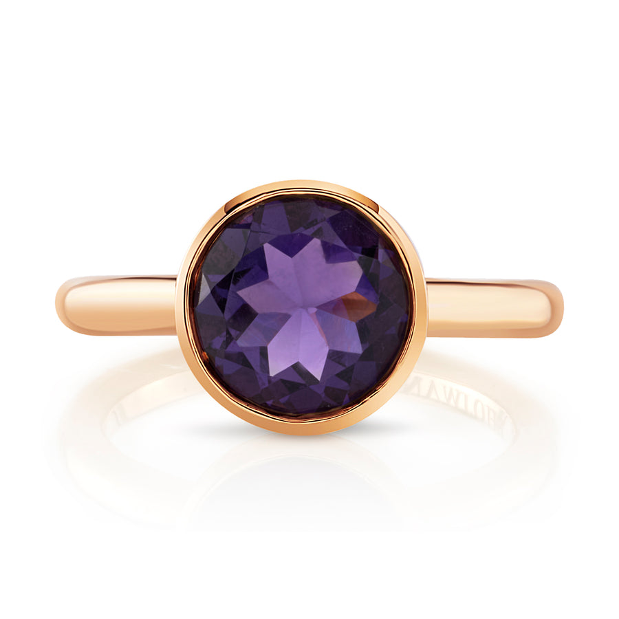 Khushi Round Ring in Yellow Gold and Amethyst