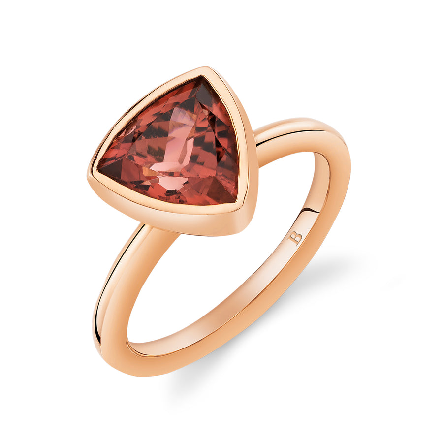 Khushi Trillion Ring in Rose Gold and Peach Tourmaline