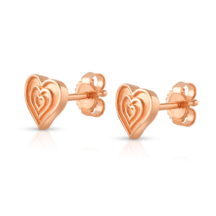 sarah's heart stud earrings in rose gold