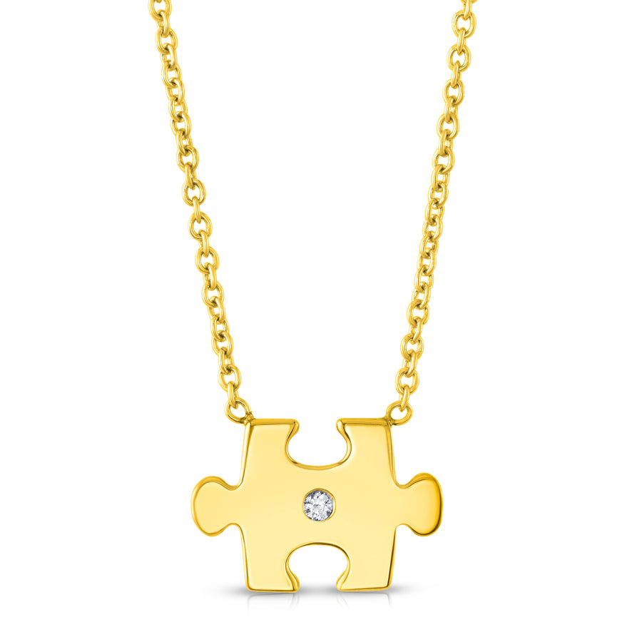 puzzled pendant in yellow gold and diamond