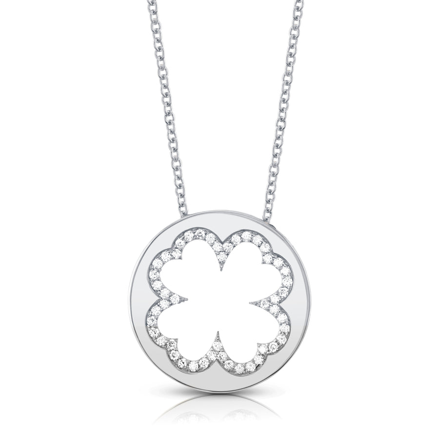 lucky pendant in white gold and diamonds