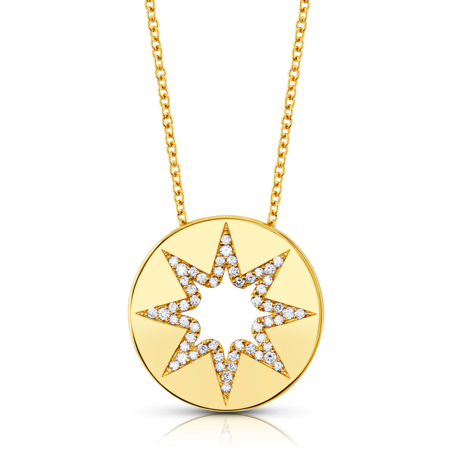 starry pendant in yellow gold and diamonds