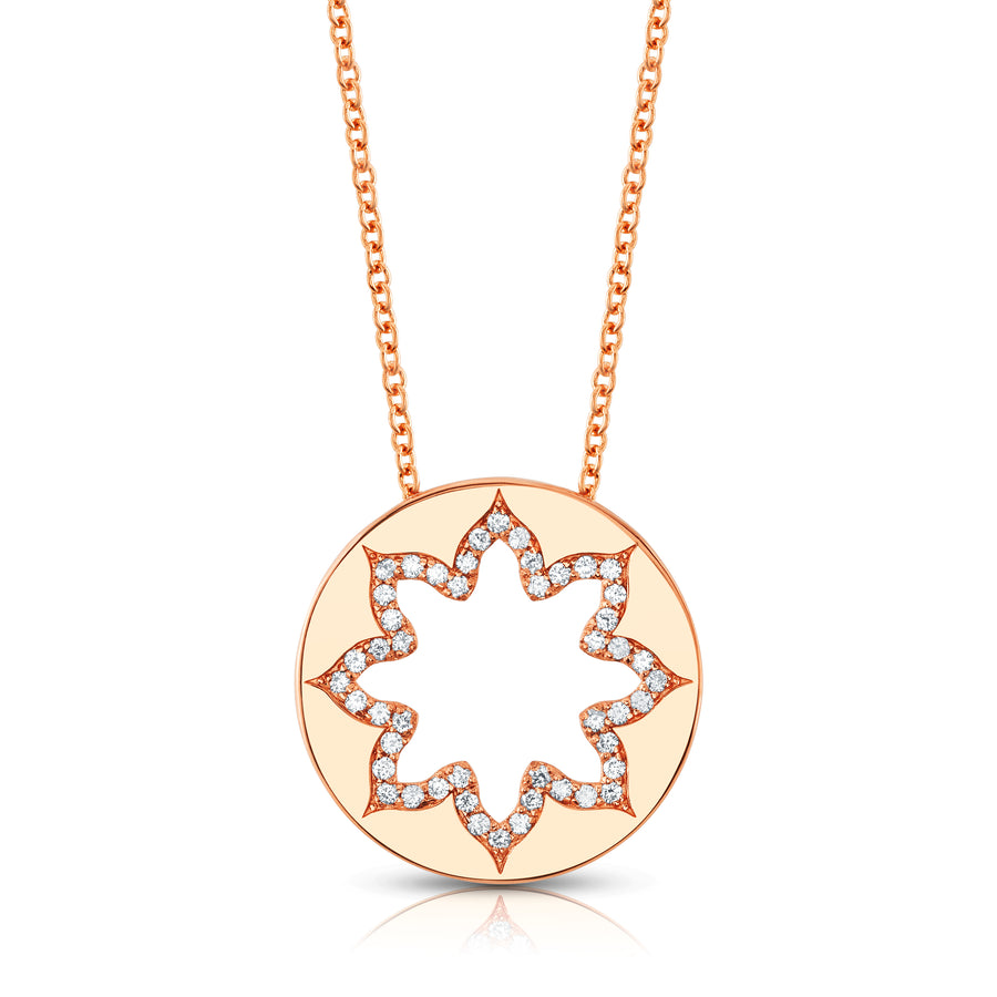 zen pendant in rose gold and diamonds