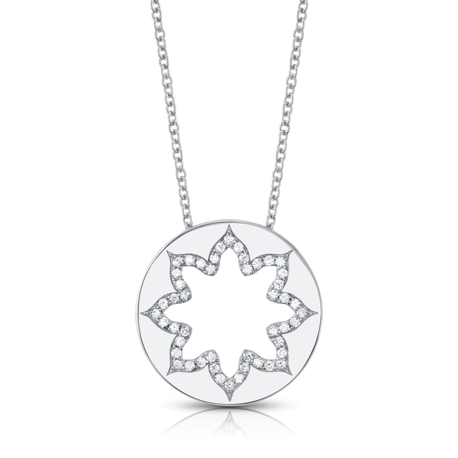 zen pendant in white gold and diamonds