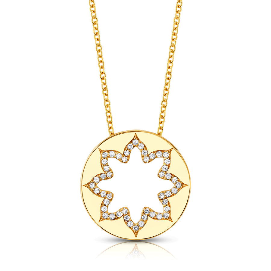zen pendant in yellow gold and diamonds