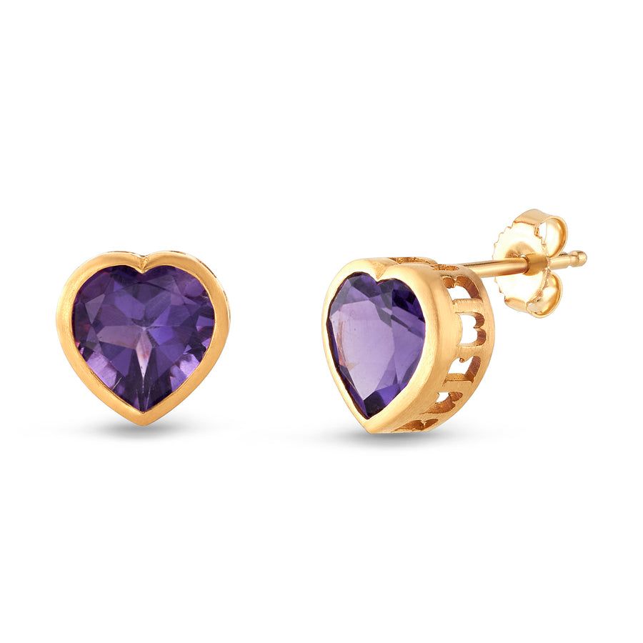 Passion Earrings in Yellow Gold and Amethyst